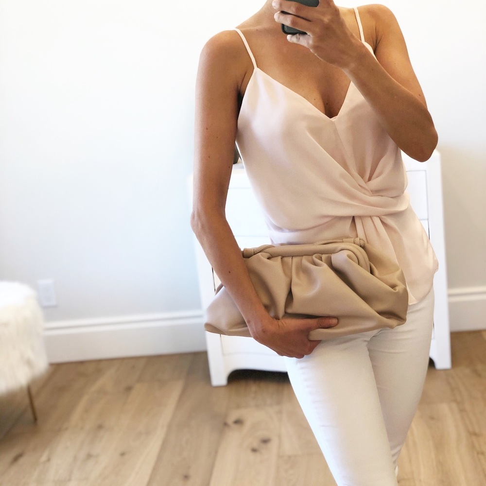 🔄 MONTERREY Nude Vegan Pouch Clutch Crossbody - Picture 2 of 9